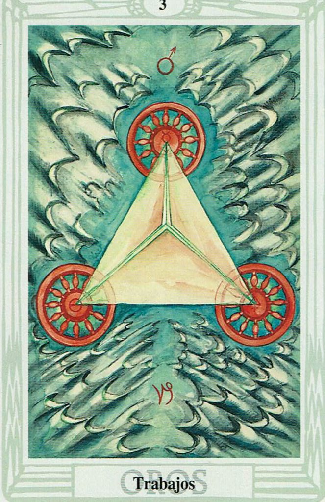 Tres de Oros del Tarot Thoth