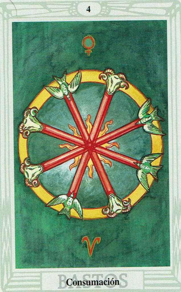 Cuatro de Bastos del Tarot Thoth