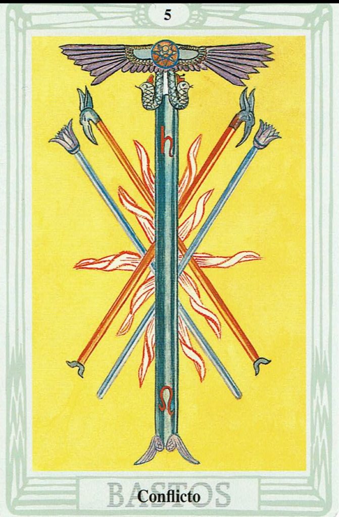 Cinco de Bastos del Tarot Thoth